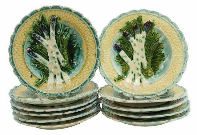 (11) FRENCH MAJOLICA  ASPARAGUS