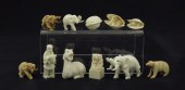 11 MINIATURE IVORY NETSUKE & O