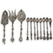 (11 PC) ANTIQUE ORNATE SILVER