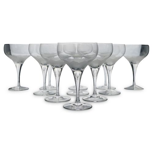 (11 PC) FLORAL ETCHED WINE