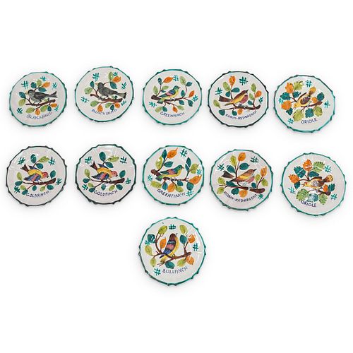 (11 PC) ITALIAN MAJOLICA BIRD MOTIF