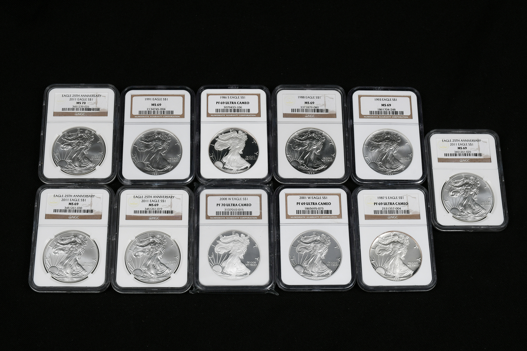 11 PC. NGC GRADED U.S. MINT