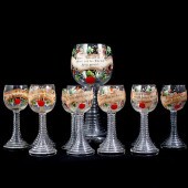 (11 PC) PAINTED GERMAN WINE GL