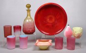 (11) Pcs glassware, c/o amberi