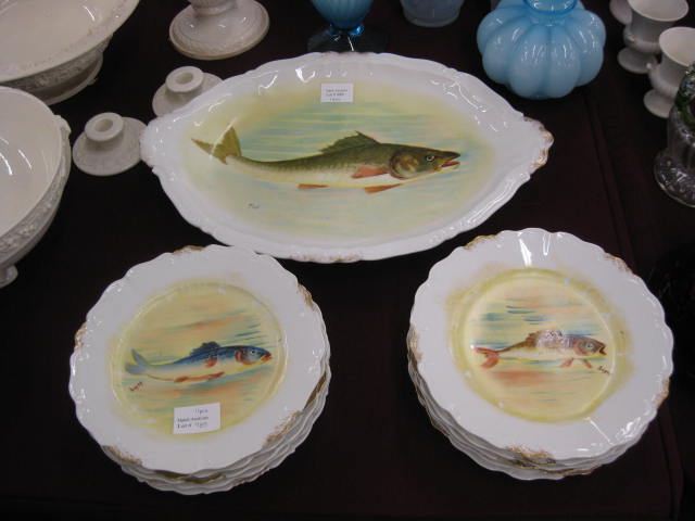 11 pcs. Limoges Porcelain Fish