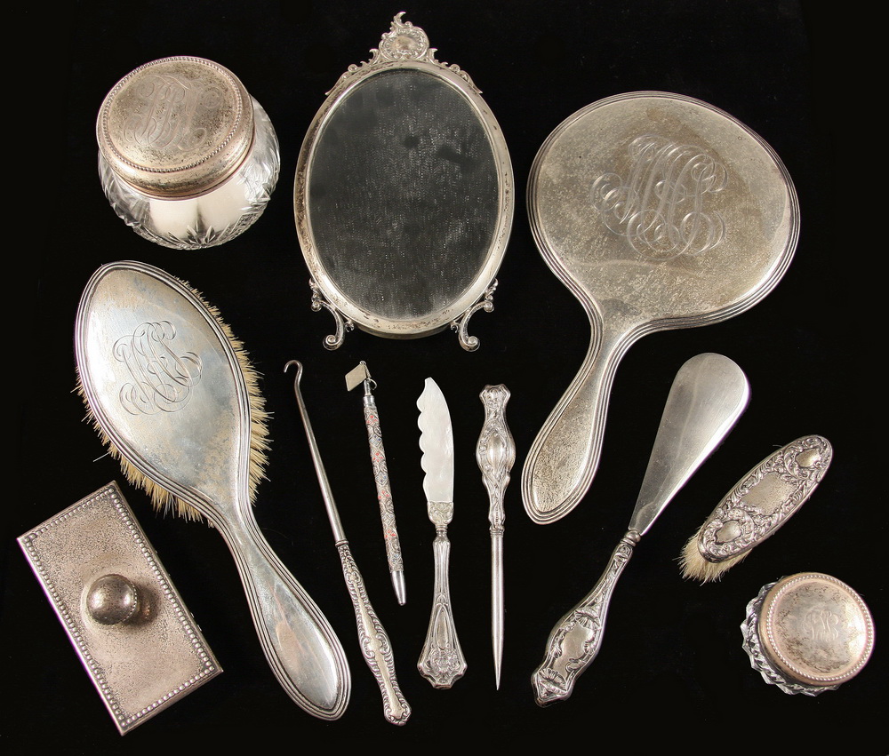 (11 PCS) STERLING VANITY SET - Hand