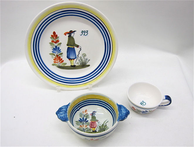 11 PIECE SET FRENCH QUIMPER POTTERY