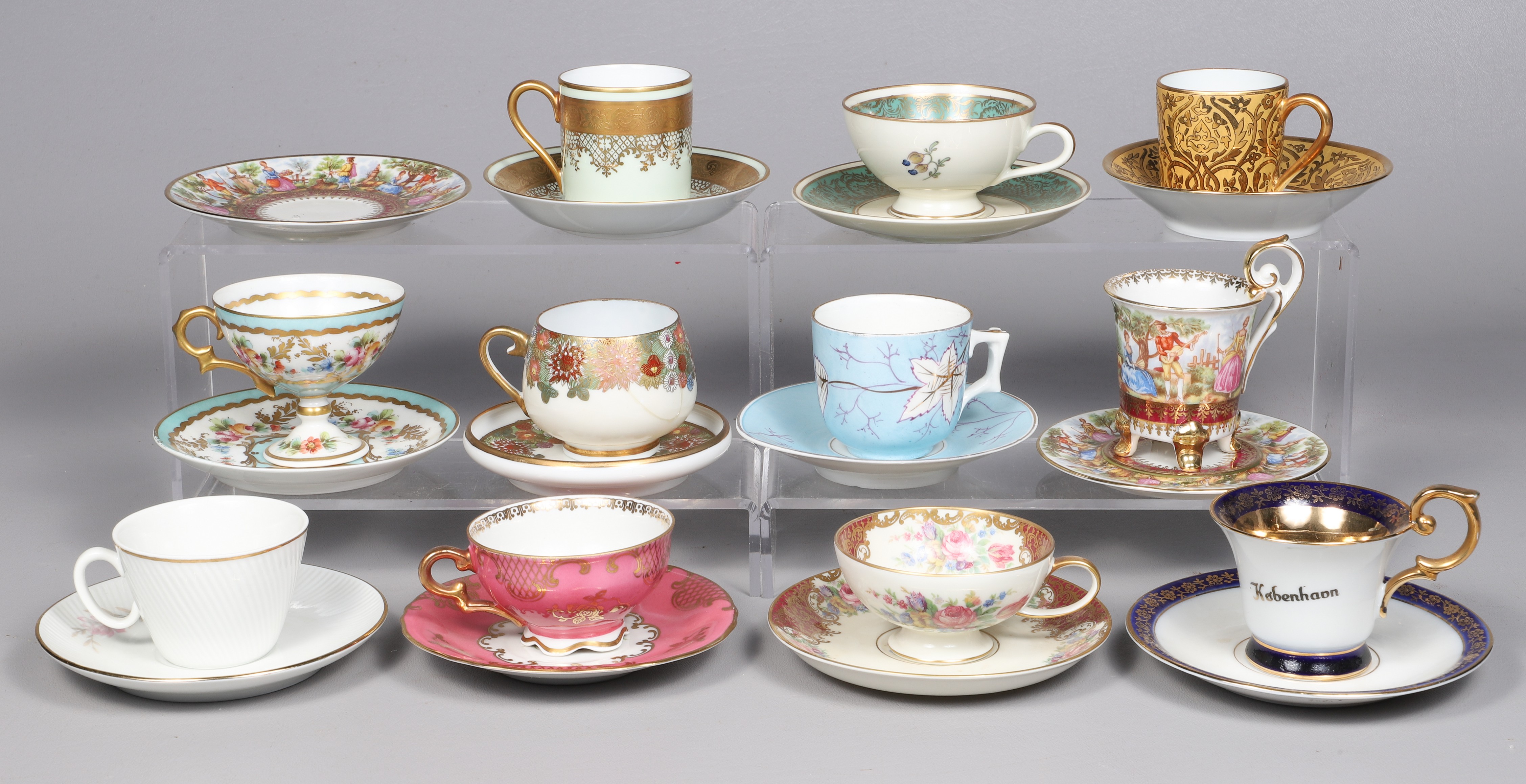 (11) Porcelain cup & saucer sets,