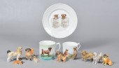(11) Pug figures and dishware