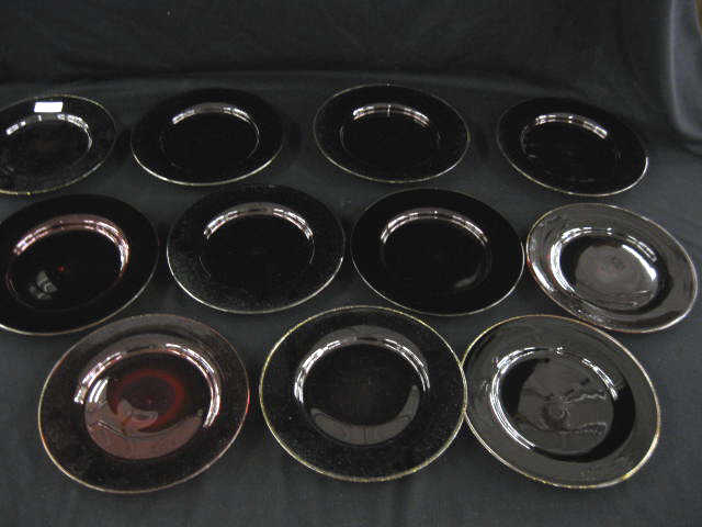 11 Red Venetian Art Glass Salad