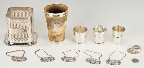 11 SILVER BARWARE ITEMS, INCL. KY