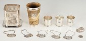 11 SILVER BARWARE ITEMS, INCL.