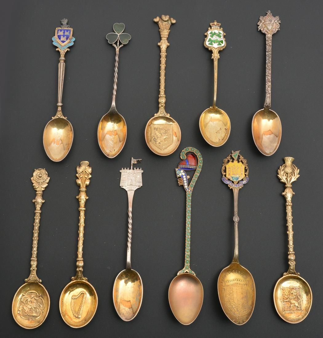 11 SILVER SOUVENIR SPOONS,