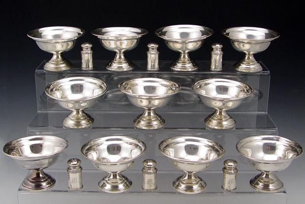11 STERLING SHERBERT DISHES AND 6