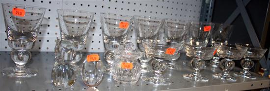 11 Steuben glass wine stems in