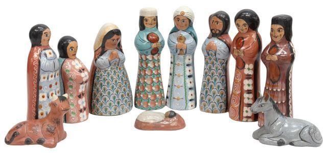 (11) TONALA POTTERY CRECHE NATIVITY
