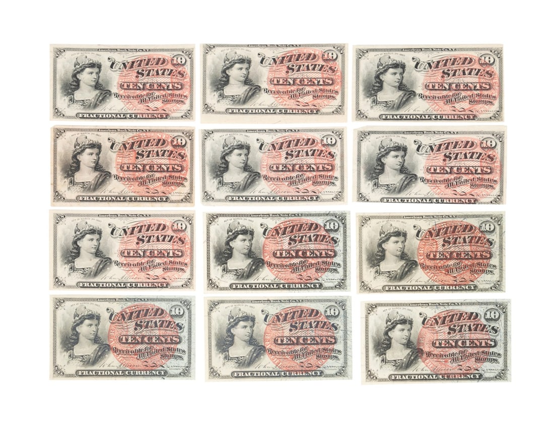 11 US FRACTIONAL CURRENCY NOTES