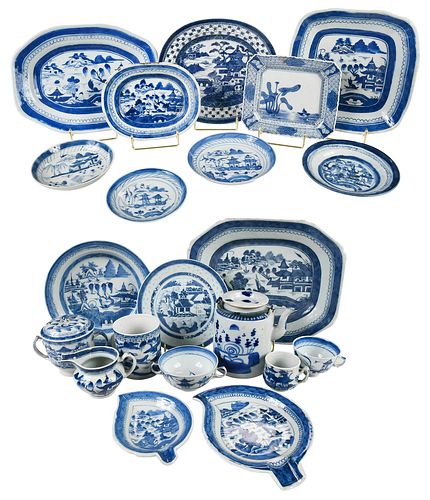 110 PIECES OF CHINESE CANTON BLUE