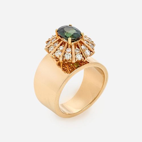 1.11 CT TOURMALINE AND DIAMOND RING
