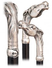 119. SILVER HORSE HEAD CANE -1
