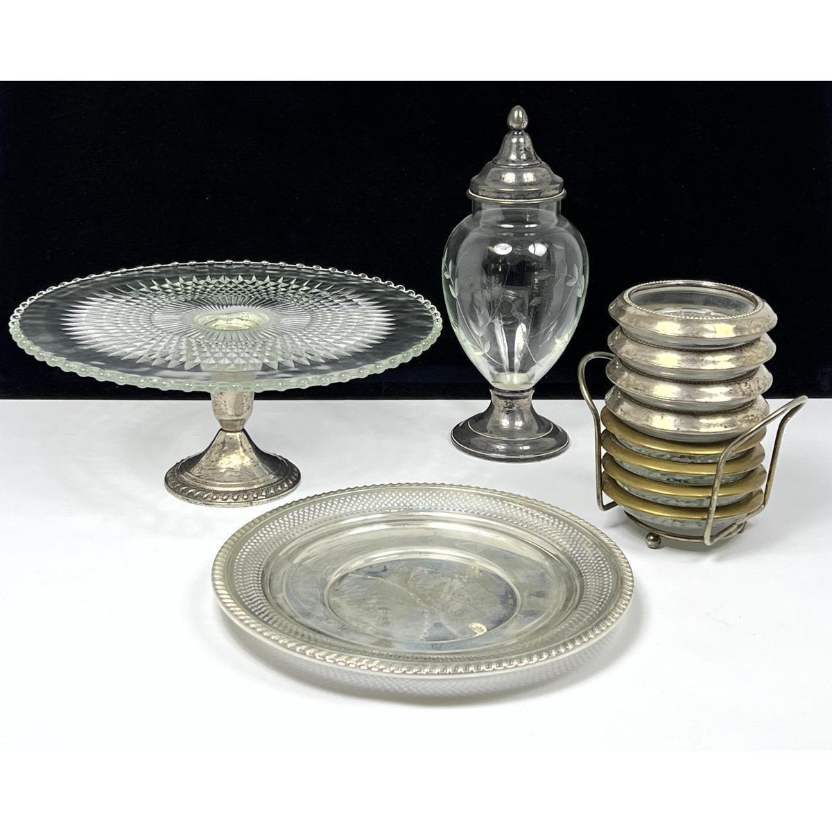 11pc Sterling Silver and Glass