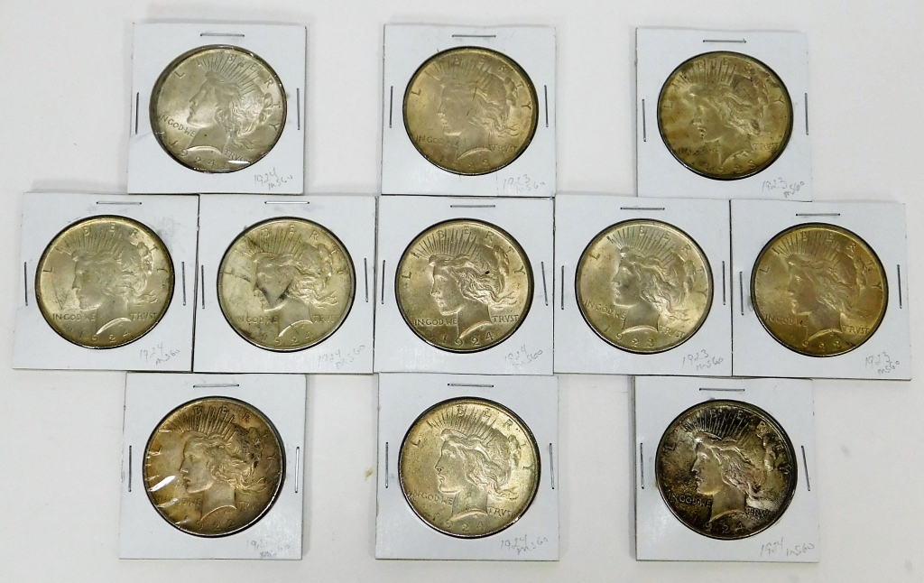 11PC UNITED STATES SILVER PEACE