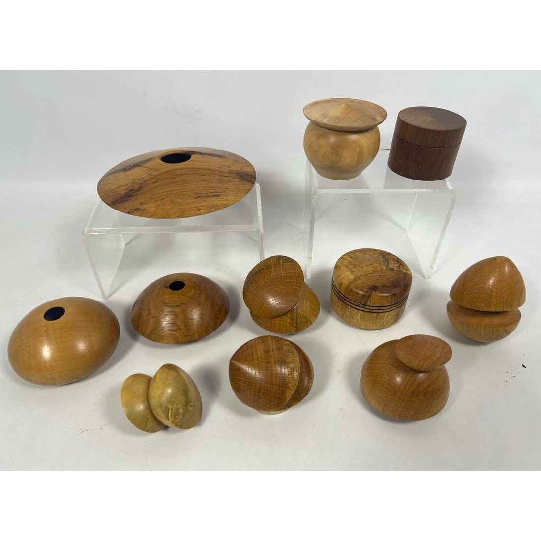 11pc Woodworker Turned Wood Vessels