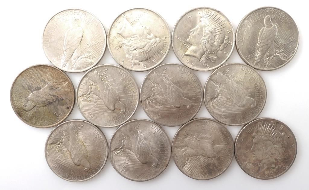 (12) 1922 & 1923 PEACE SILVER