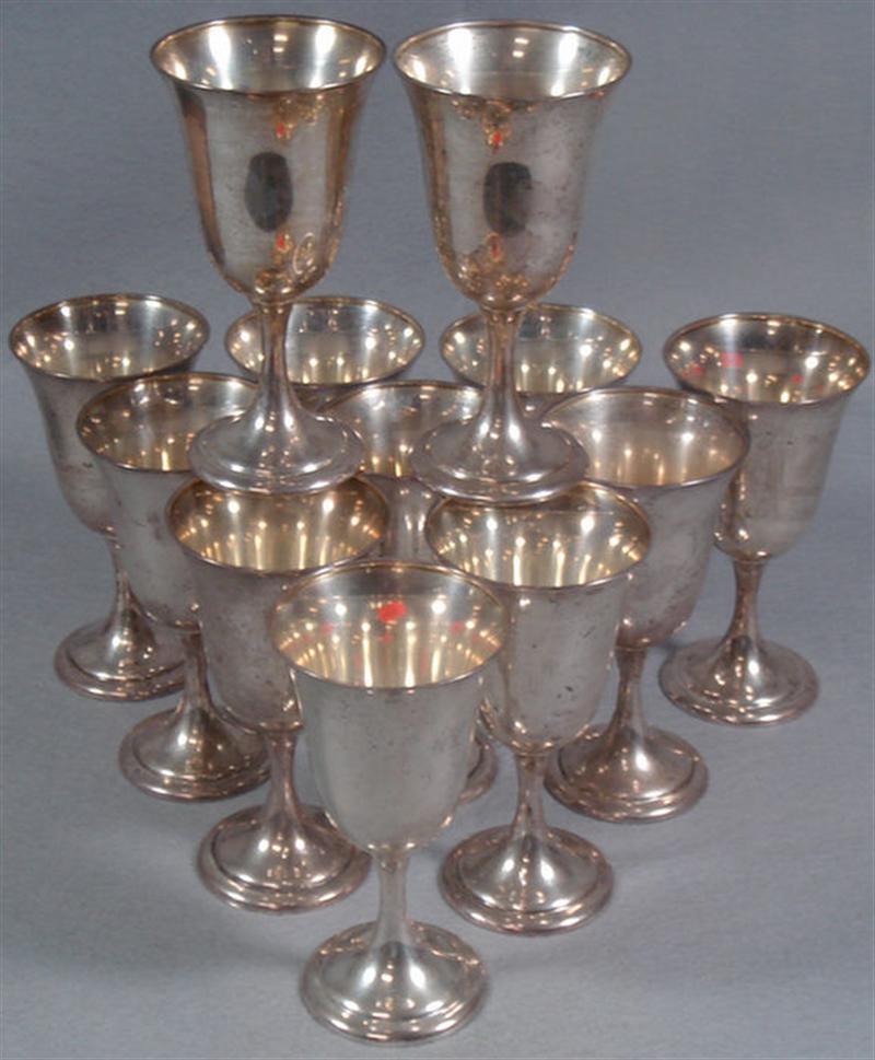 12 Alvin sterling silver goblets,