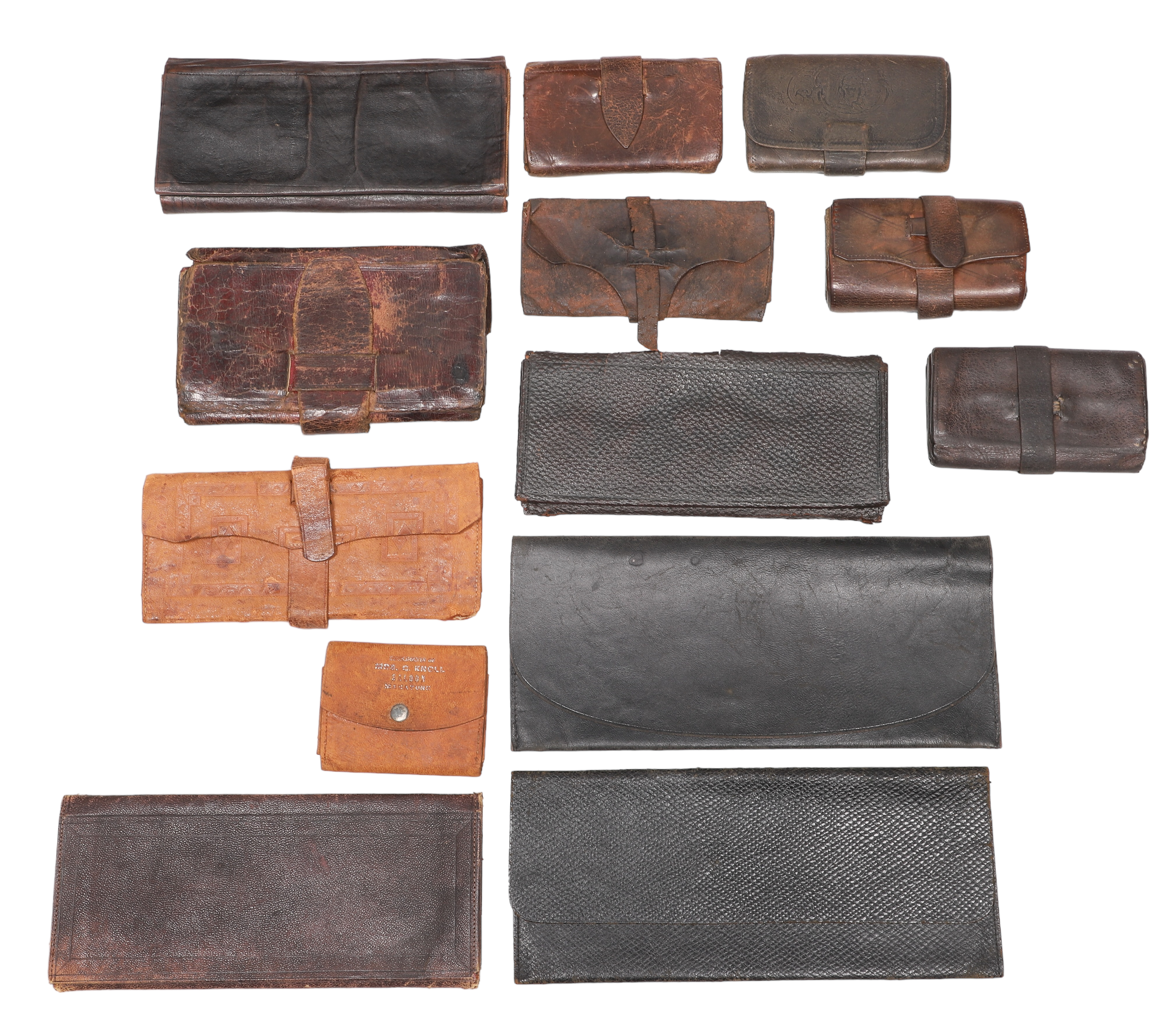 (12) Antique 19th C leather