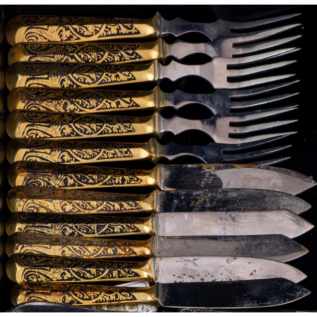 (12) ASIAN GILT METAL FRUIT SET,