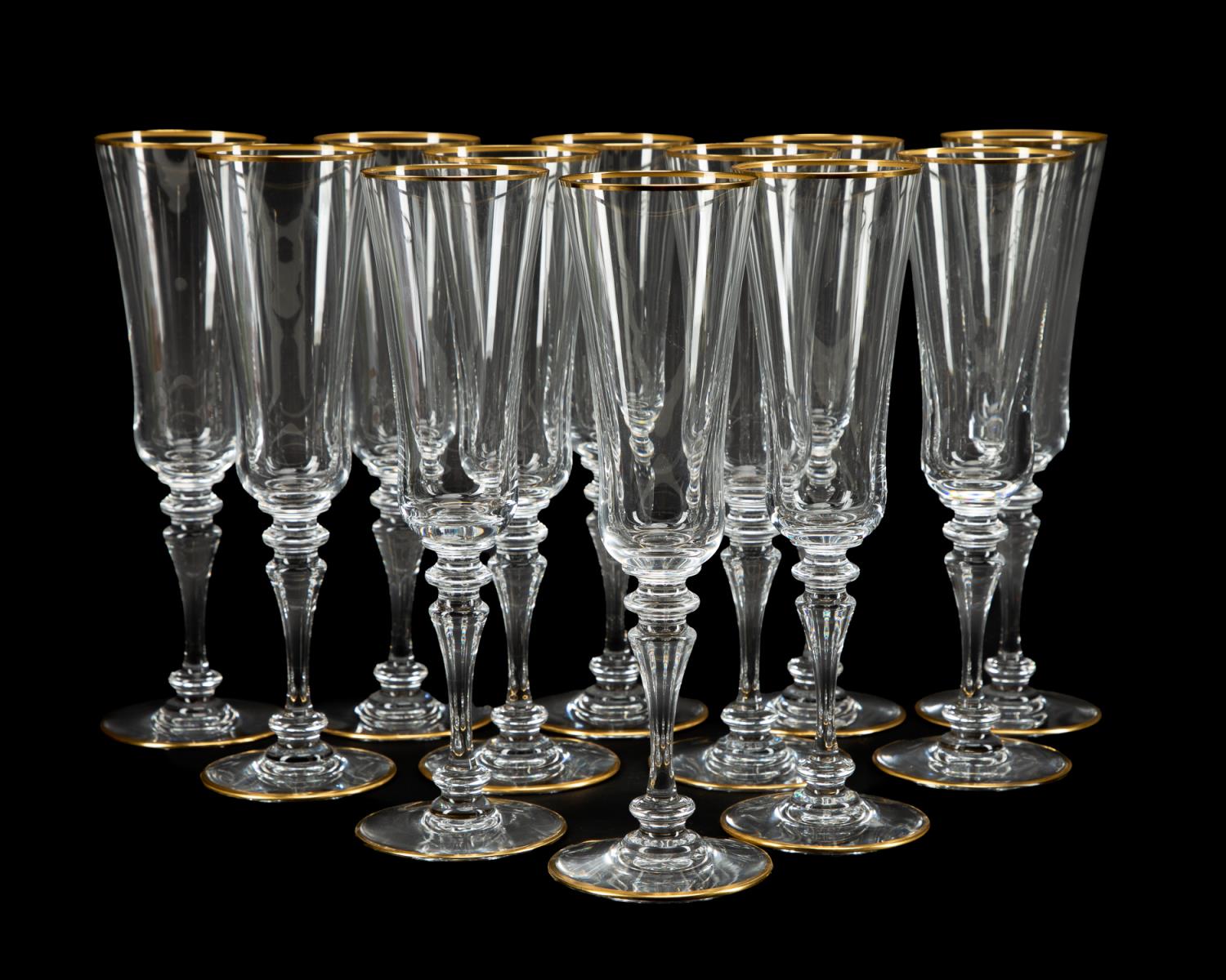 12 BACCARAT "VIENNE" GILT CHAMPAGNE