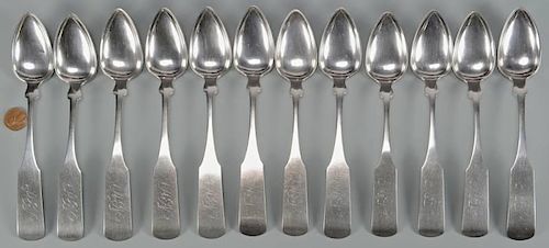 12 BELL COIN SILVER SPOONS,