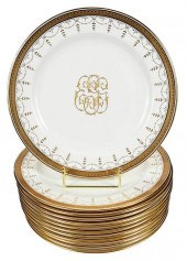 12 CAULDON PORCELAIN AND GILT