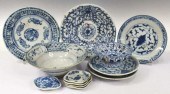 (12) CHINESE BLUE & WHITE PORC