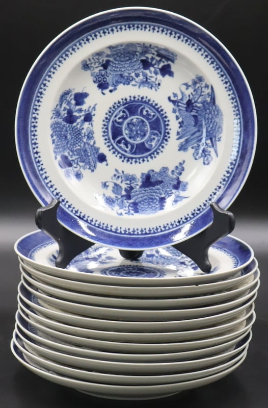 (12) CHINESE EXPORT FITZHUGH BLUE