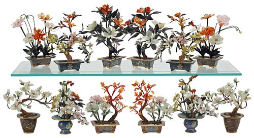 (12) CHINESE HARDSTONE FLOWERING