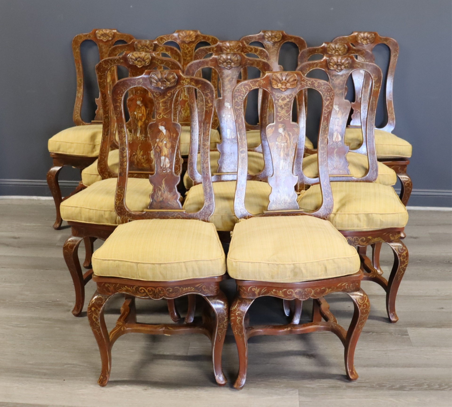 12 CHINOISERIE DECORATED CANE