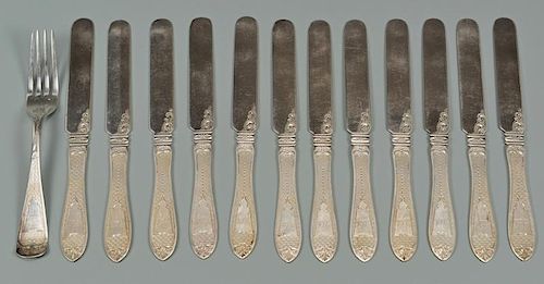12 COIN SILVER KNIVES PLUS 1