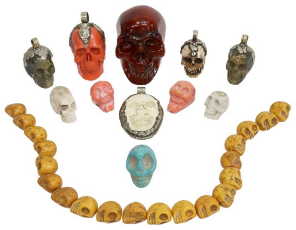 (12) COLLECTION OF SKULL BEADS,
