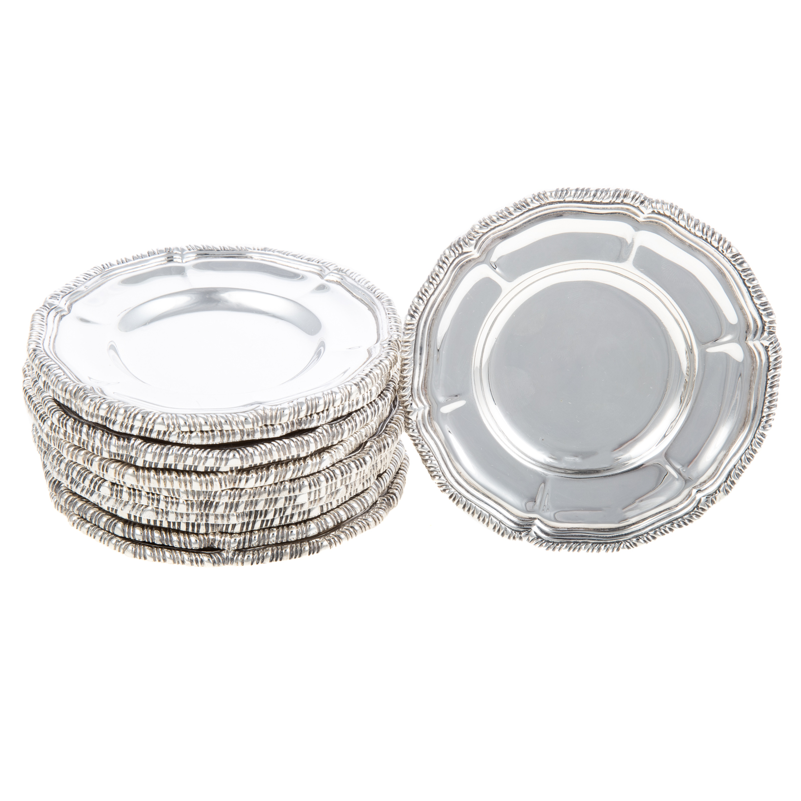 12 CONQUISTADOR STERLING SAUCERS