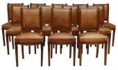 (12) EMPIRE STYLE OAK & LEATHE