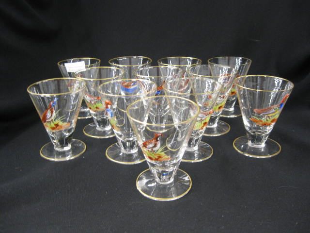 12 Enameled Glasses gamebird