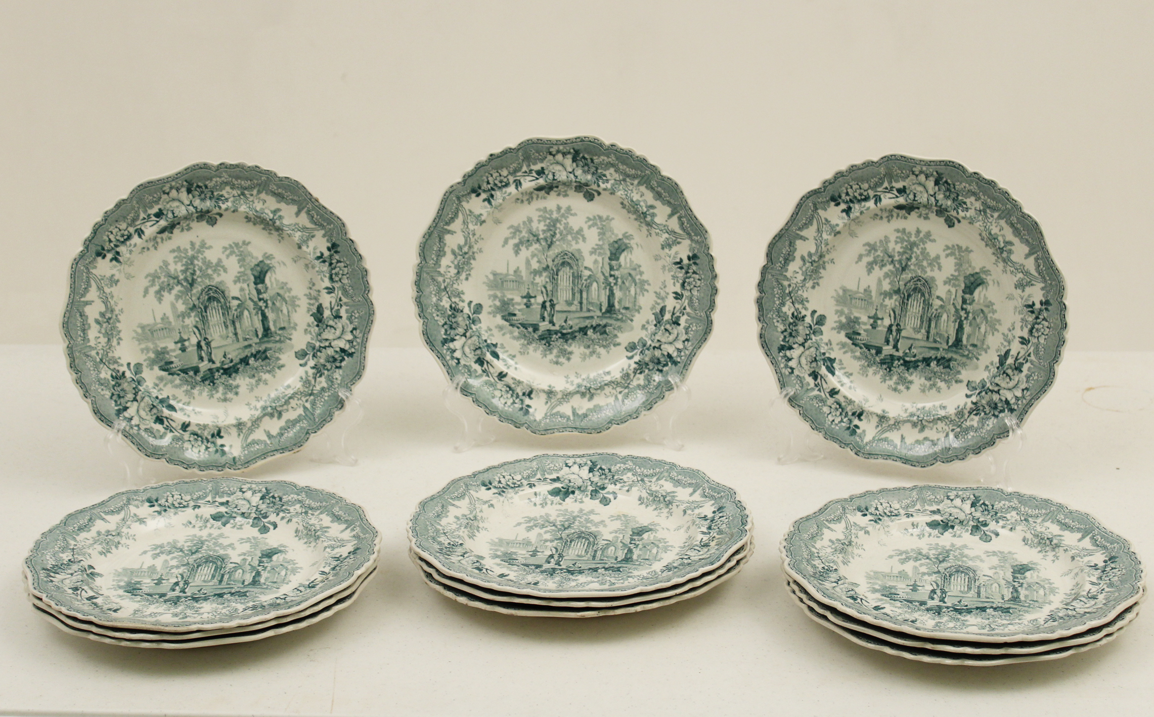12 ENGLISH TRANSFER WARE PLATES