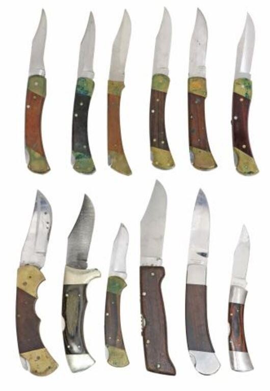 (12) FOLDING KNIVES GERBER BUCK