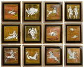 12 FRAMED & SIGNED VERRE EGLOM