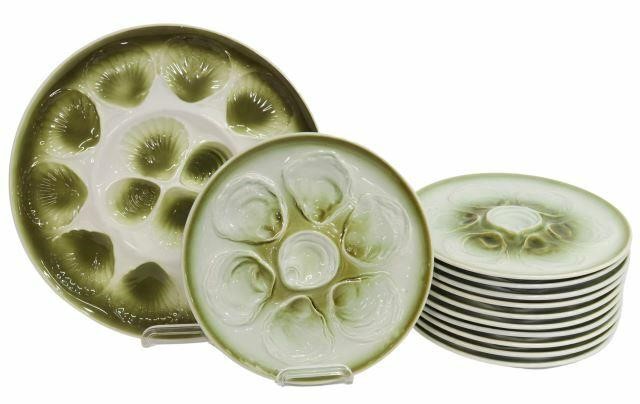 (12) FRENCH FAIENCE OYSTER PLATES &
