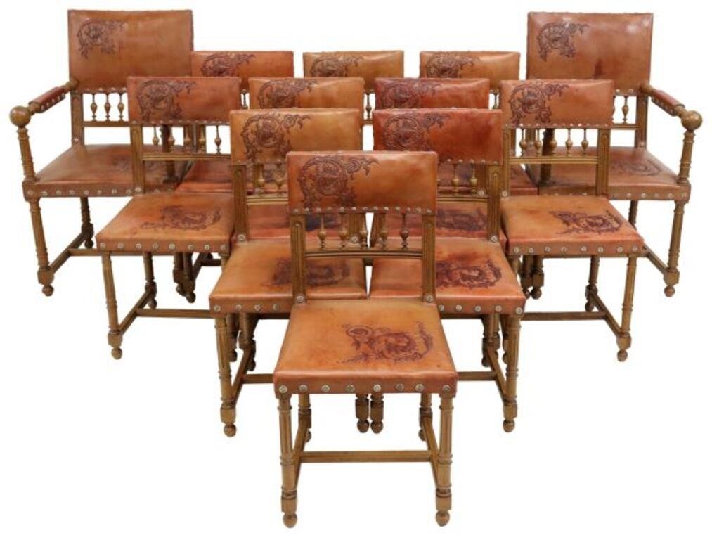 (12) FRENCH HENRI II STYLE WALNUT