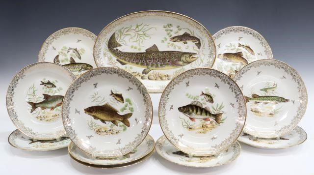 (12) FRENCH LIMOGES FISH PLATES &