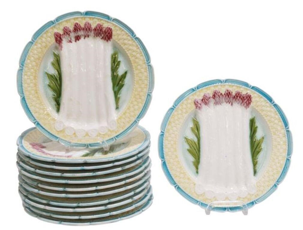 (12) FRENCH MAJOLICA ASPARAGUS